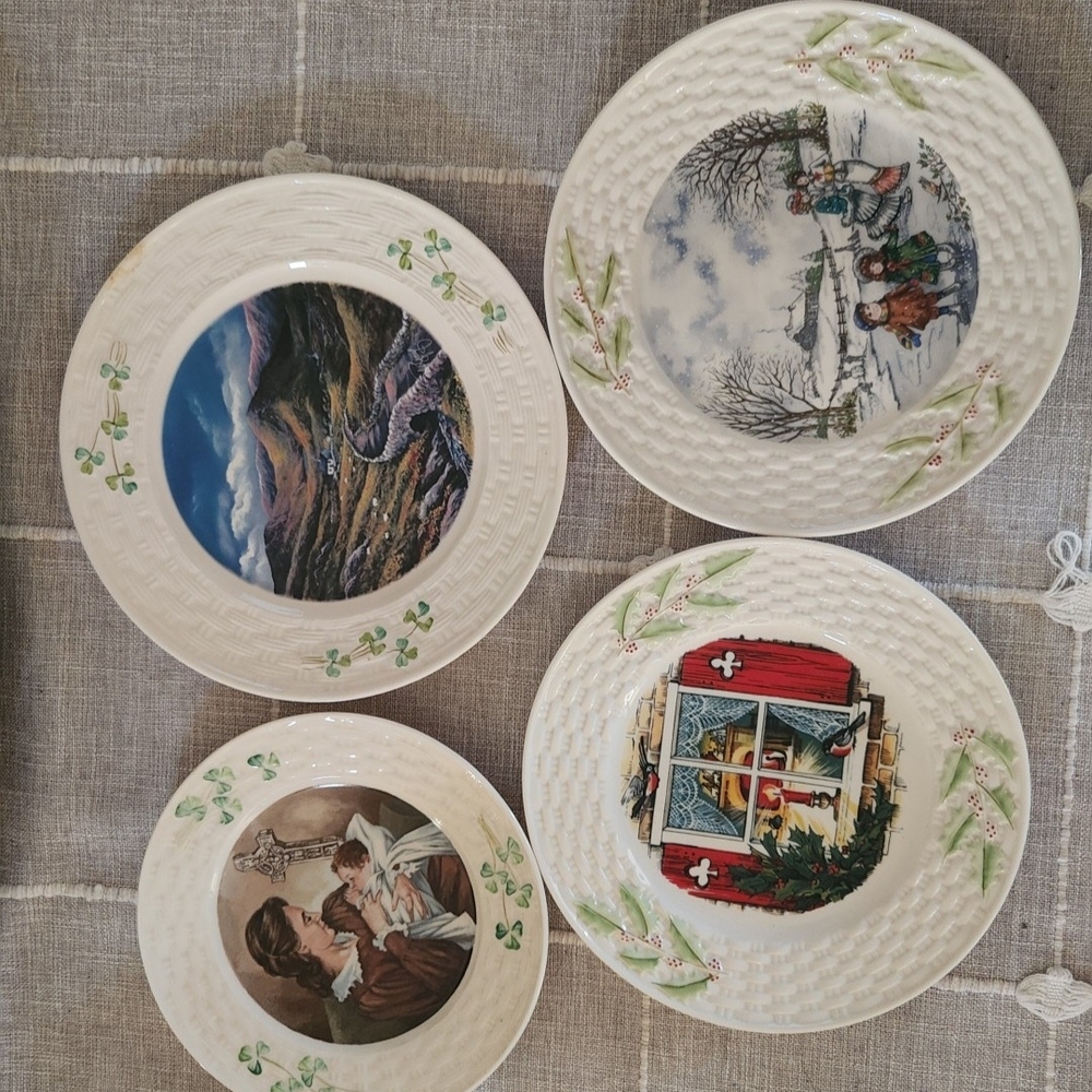 Decorative Ceramic Plate Set with Scenic Designs